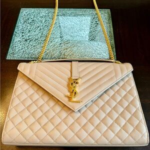 YSL Saint Laurent Large Monogram Matelasse Triquilt Envelope Bag